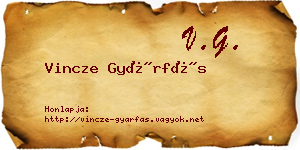 Vincze Gyárfás névjegykártya